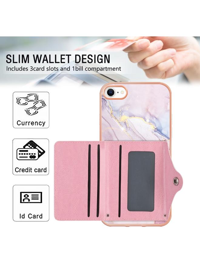 اس-توب جراب لهاتف iPhone SE 2022 / SE 2020 / 8 / 7 جراب هاتف بنمط رخامي مزود بفتحة بطاقة IMD - Image 4