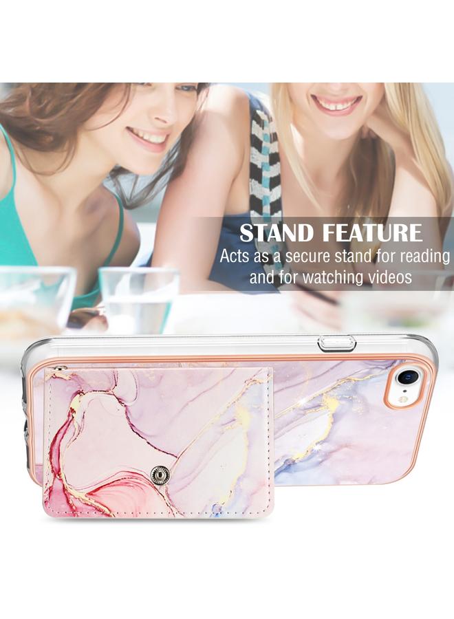 اس-توب جراب لهاتف iPhone SE 2022 / SE 2020 / 8 / 7 جراب هاتف بنمط رخامي مزود بفتحة بطاقة IMD - Image 5