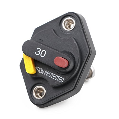 T Tocas 30 Amp Panel Mount Circuit Breaker with Manual Reset Button Switchable for Car Truck RV ATV Marine Trolling Motors Boat Audio System 32V - Image 1