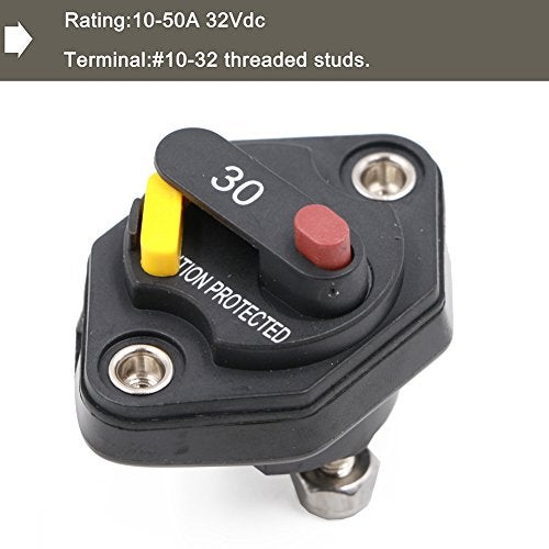 T Tocas 30 Amp Panel Mount Circuit Breaker with Manual Reset Button Switchable for Car Truck RV ATV Marine Trolling Motors Boat Audio System 32V - Image 4