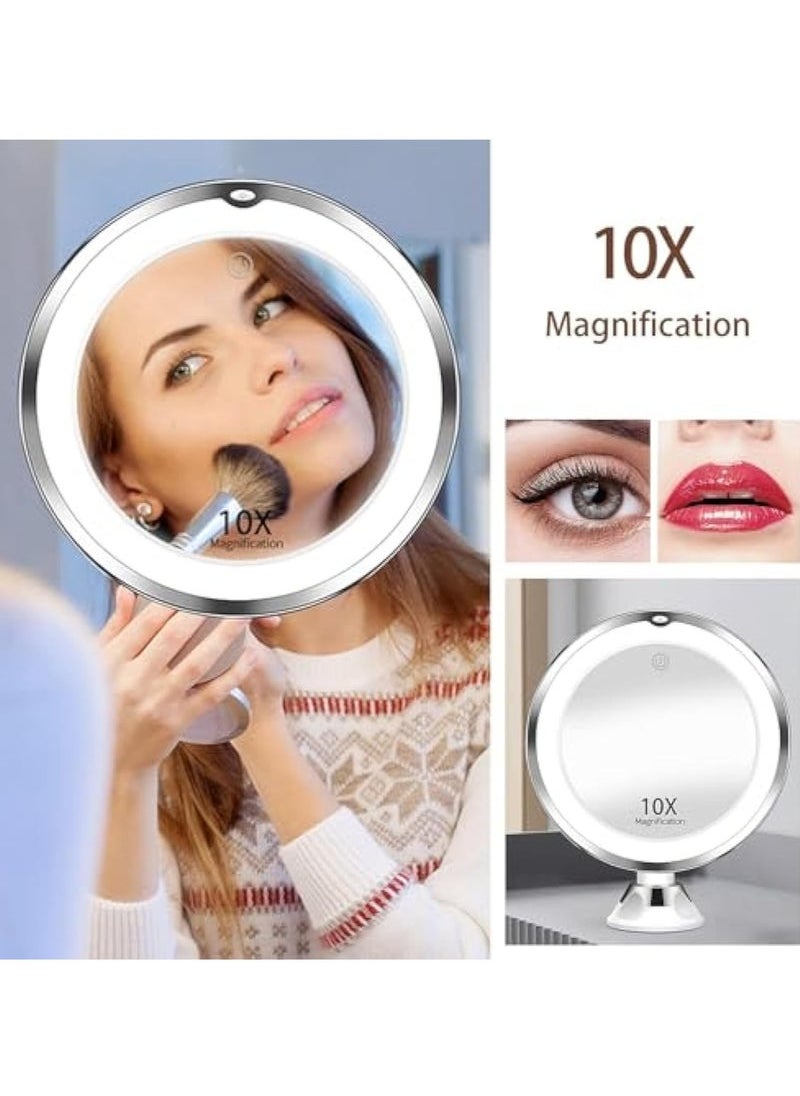 Captaintech 10X Magnifying Makeup Mirror with Lights, 3 Color Lighting, Bathroom Shower Mirror with Suction Cup, Intelligent Switch, 360 Degree Rotation, Portable for Detailed Makeup  - Image 2