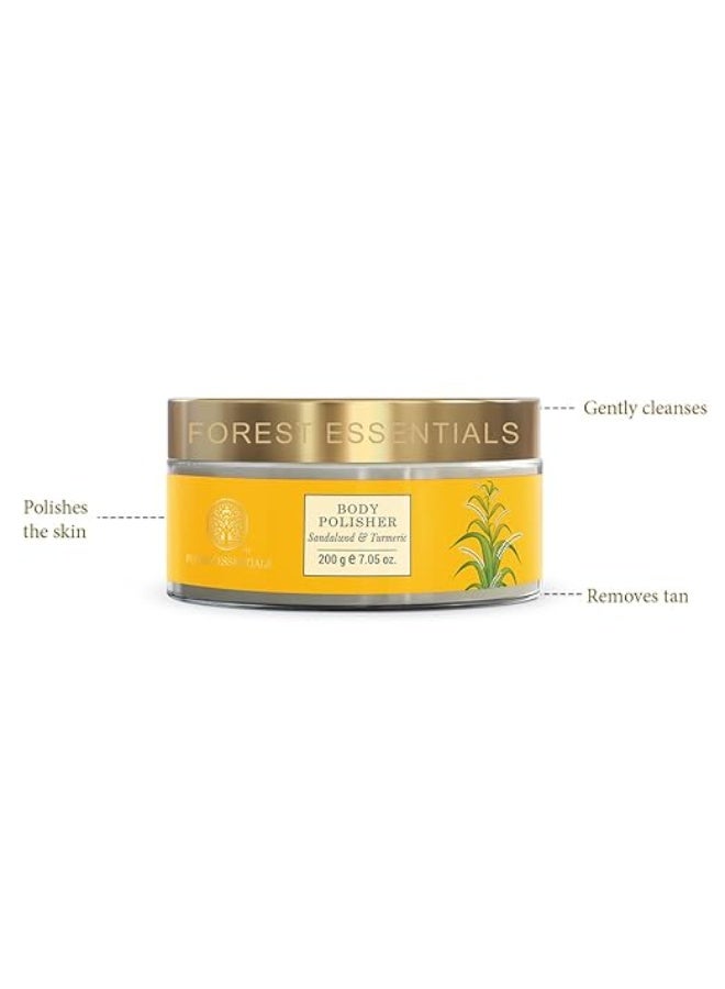 Forest Essentials Sandalwood & Fresh Turmeric Body Polisher | Natural Ayurvedic Body Scrub for Skin Brightening | Exfoliates & Deeply Nourishes | Removes Tan | Lightly Scents - Image 2