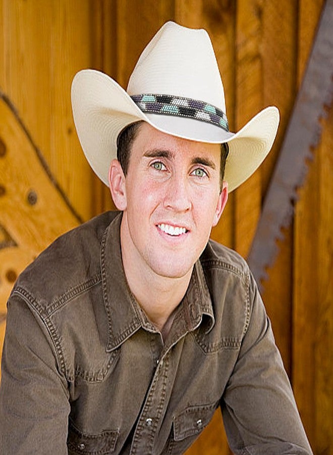 RainFlowwer Blue Stone Boho Hat Band for Womens Cowboy Hat, Hand Made Replacement Gem Hat Belt for Men Boho - Image 3