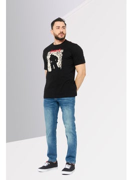DIESEL Men Crew Neck Short Sleeves Graphic Printed T-Shirt, Black  - Image 2