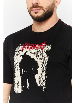 DIESEL Men Crew Neck Short Sleeves Graphic Printed T-Shirt, Black  - Image 3