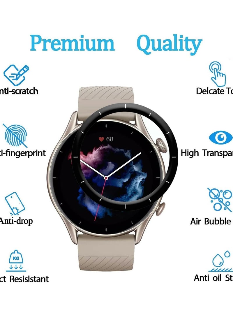 ELMO3EZZ Screen Protector Compatible with Amazfit GTR 3 Pro 46mm Watch, 3D Soft Curved Edge Protection Film [Anti-Scratch] [Bubble Free] [Extremely Shatter-Resistant] [Highly Sensitive] (Not Glass) - Image 2