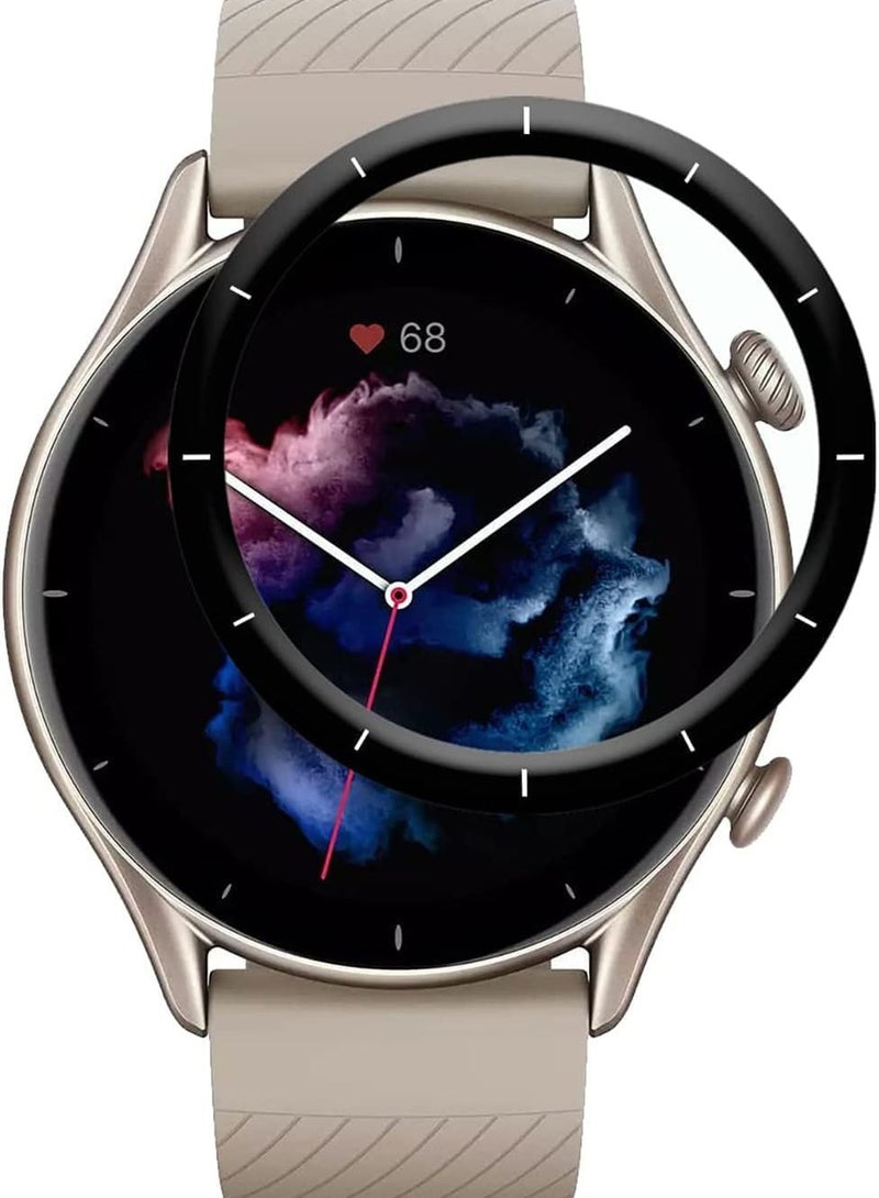 ELMO3EZZ Screen Protector Compatible with Amazfit GTR 3 Pro 46mm Watch, 3D Soft Curved Edge Protection Film [Anti-Scratch] [Bubble Free] [Extremely Shatter-Resistant] [Highly Sensitive] (Not Glass) - Image 1