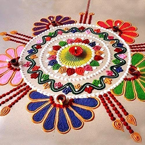 DMS RETAIL Different Color Rangoli Color Powder for Floor Decoration Diwali Decoration Items Ceramic Colours Rangoli Color Powder Rang for Navratri Pongal Pooja Mandir 500 - Image 5