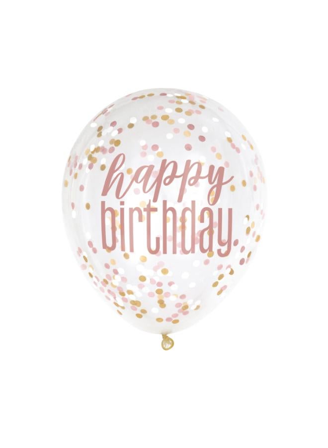 Unique بالونات عيد الميلاد بريق وردي ذهبي 12 بوصة مع كونفيتي - Image 1