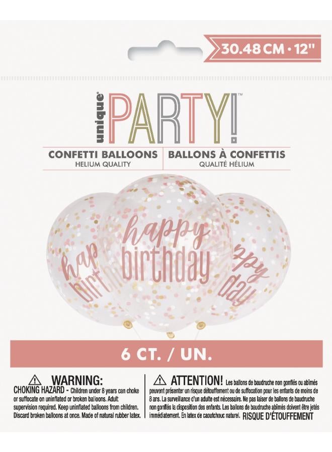 Unique بالونات عيد الميلاد بريق وردي ذهبي 12 بوصة مع كونفيتي - Image 2