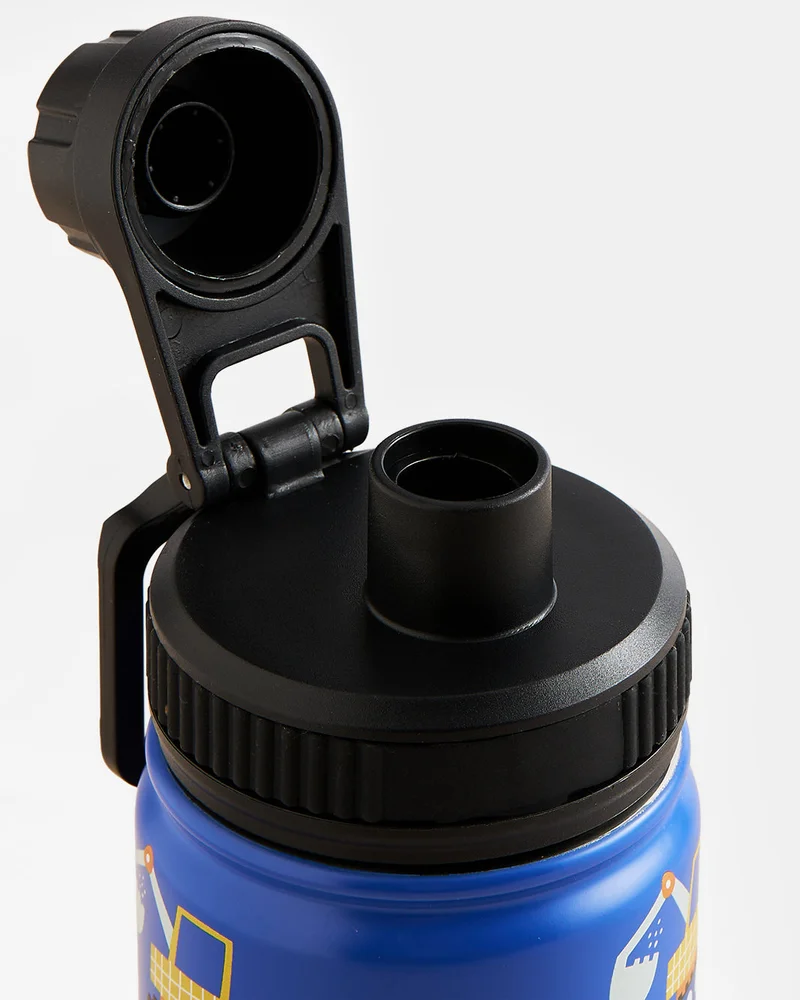 REDTAG Blue Excavator Print Steel Water Bottle