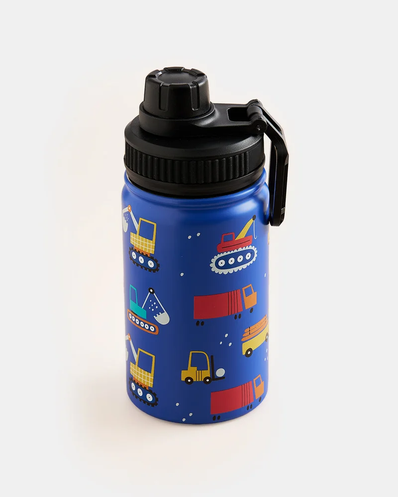REDTAG Blue Excavator Print Steel Water Bottle