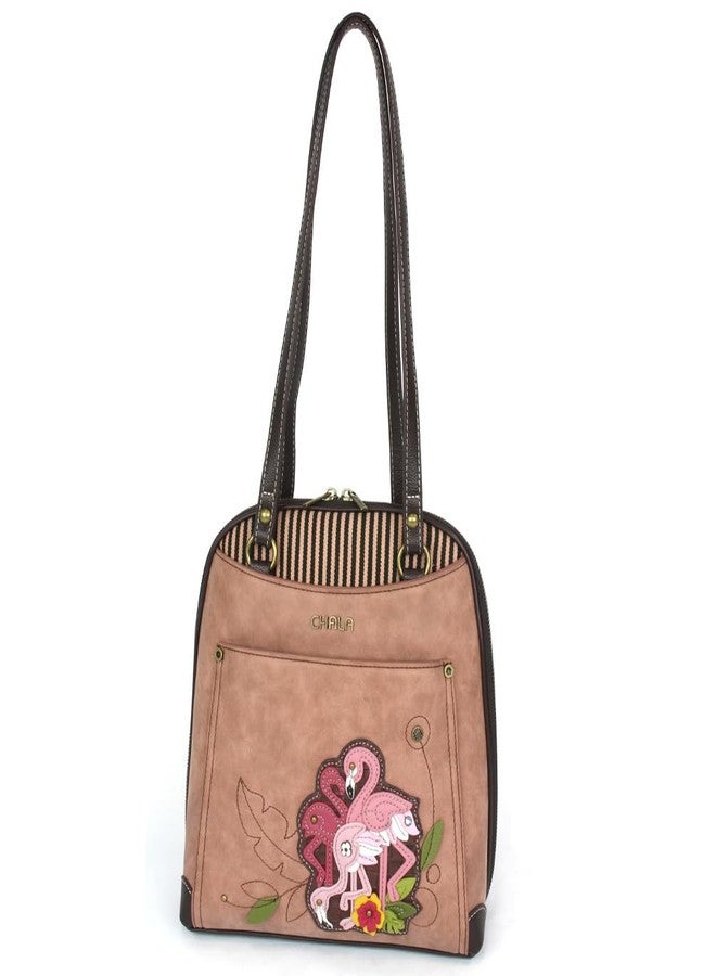 CHALA Convertible Backpack Purse - Women Convertible Shoulder Purse with Adjustable Strap - Flamingo Group - dusty rose - Image 4