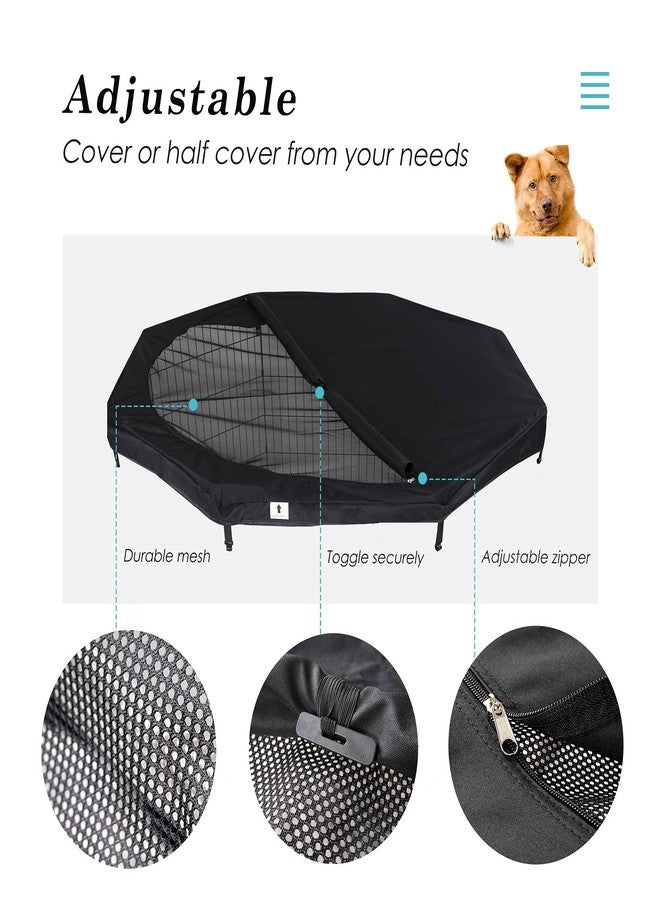HiCaptain Pet Playpen Top Cover for Indoor and Outdoor Use - Escape-Proof and Sunshade Shield Protector Fits for 24 inches Wide 8 Panel Dog Crate Pen (Black, with Adjustable Half Mesh) - Image 4