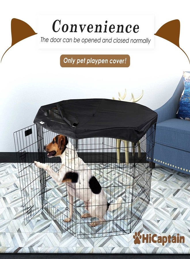 HiCaptain Pet Playpen Top Cover for Indoor and Outdoor Use - Escape-Proof and Sunshade Shield Protector Fits for 24 inches Wide 8 Panel Dog Crate Pen (Black, with Adjustable Half Mesh) - Image 5