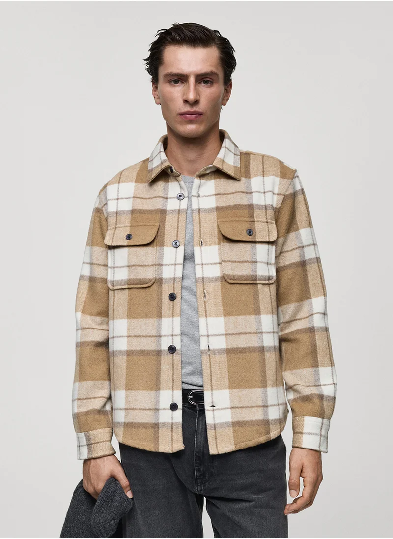 Mango Man Check Flannel Overshirt