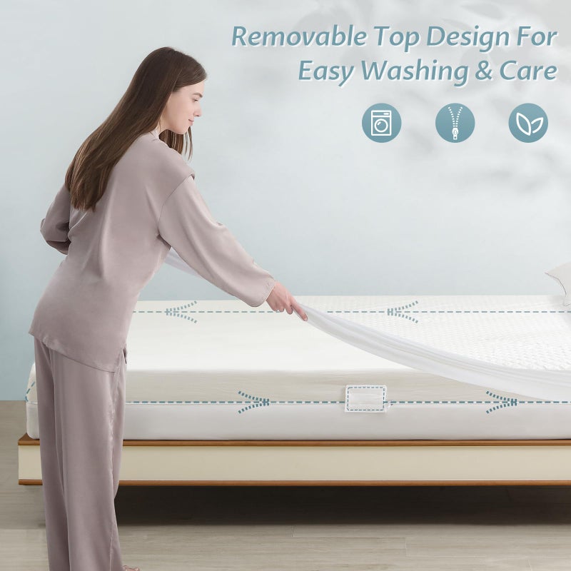 Reaks King Size Bamboo Rayon Mattress Protector with Zipper - 100% Waterproof Zippered Mattress Cover - Soft & Cooling Noiseless Bed Mattress Covers - Top Removable Mattress Encasement 10-12" Deep - Image 3