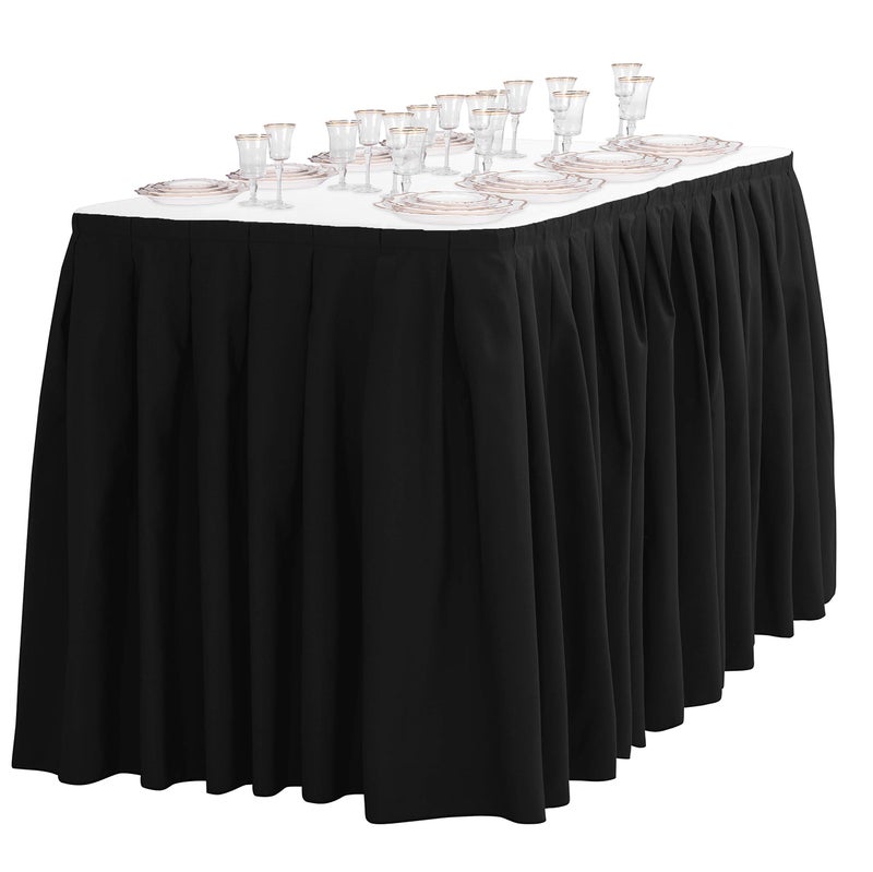LTC LINENS Table Skirt for 8 ft Rectangular Table-21 ft Black Table Skirting Polyester Cloth-Wrinkle Resistant Pleated Banquet Tablecloth for Wedding - Image 3