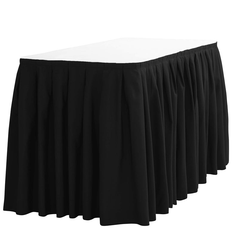 LTC LINENS Table Skirt for 8 ft Rectangular Table-21 ft Black Table Skirting Polyester Cloth-Wrinkle Resistant Pleated Banquet Tablecloth for Wedding - Image 1