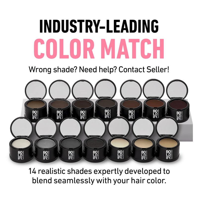 BOLDIFY Hairline Powder - Water-Resistant Root Touch Up Hair Color for Gray Coverage - 24-Hour Stain-Proof, Mess-Free Hair Powder for Thinning Hair - Hazel Brown - Image 3