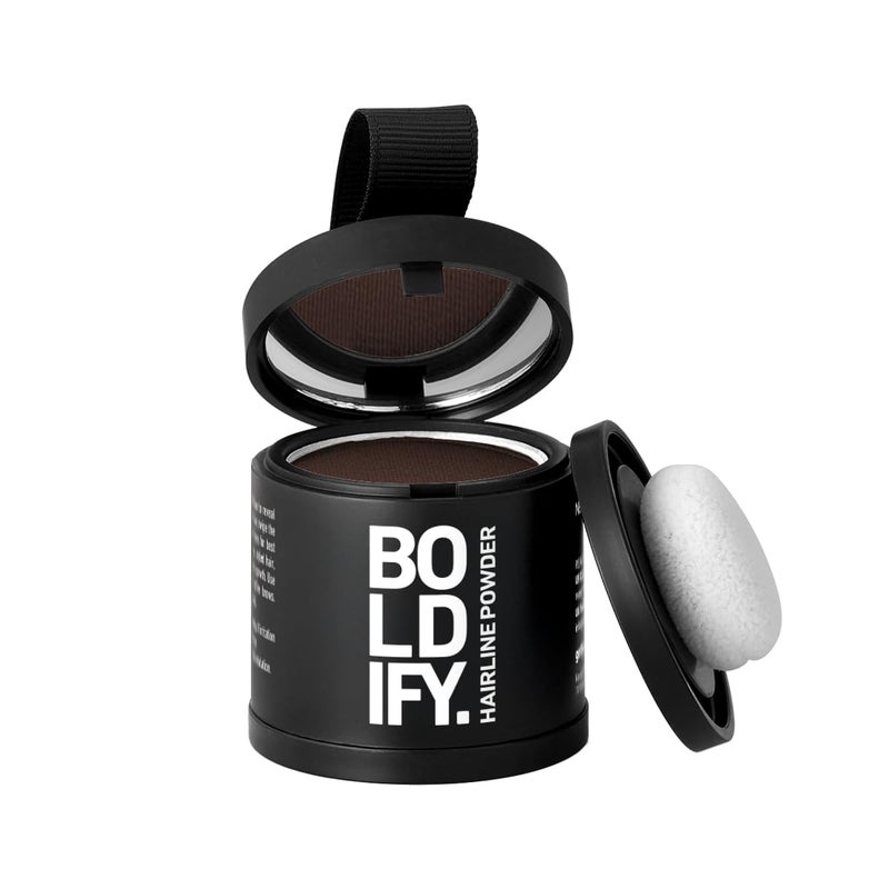 BOLDIFY Hairline Powder - Water-Resistant Root Touch Up Hair Color for Gray Coverage - 24-Hour Stain-Proof, Mess-Free Hair Powder for Thinning Hair - Hazel Brown - Image 1