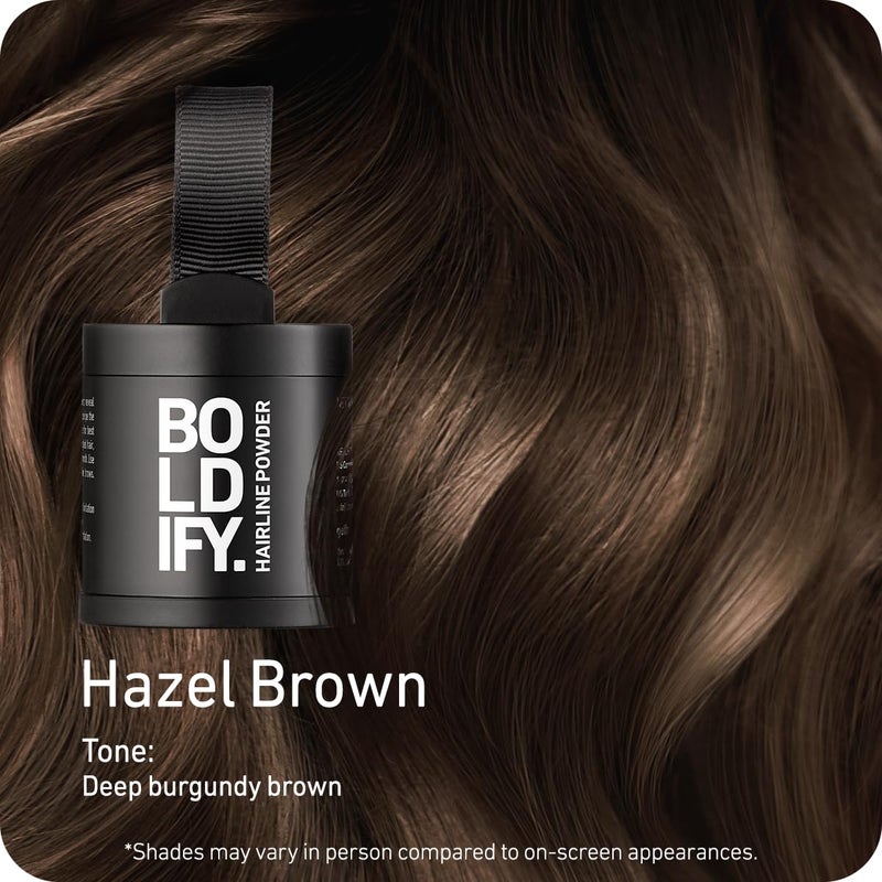 BOLDIFY Hairline Powder - Water-Resistant Root Touch Up Hair Color for Gray Coverage - 24-Hour Stain-Proof, Mess-Free Hair Powder for Thinning Hair - Hazel Brown - Image 2