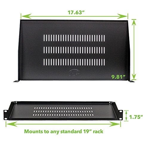NavePoint Cantilever Server Shelf Vented Shelves Rack Mount 19 Inch 1U Black 10 Inches (250mm) deep - Image 2