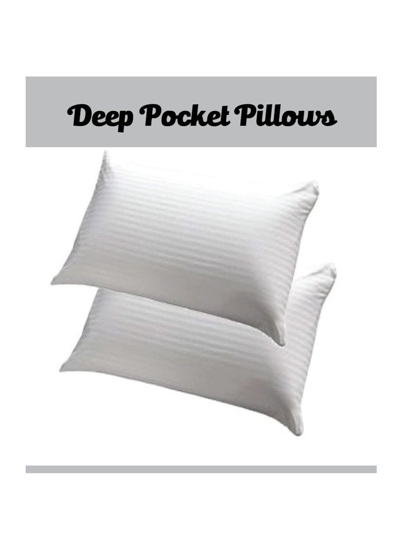 سعودي ديل طقم ملاءات سرير مخططة باللون الأبيض الفاخر مكون من 3 قطع مع ملاءة مسطحة واحدة و2 غطاء وسادة للفنادق والمنزل مصنوع من ألياف دقيقة فائقة النعومة وقابلة للتنفس لتوفير الراحة على مدار العام - Image 3