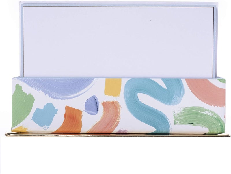 Graphique Brush Strokes Flat Notes – 50 Flat Note Cards with Matching Envelopes and Storage Box, Embellished in Gold Foil, 5.625” x 3.5” - Image 1