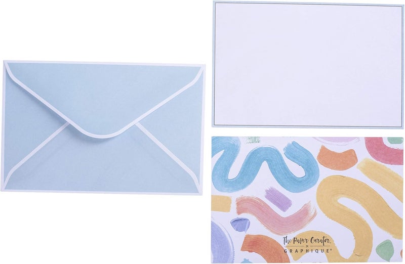Graphique Brush Strokes Flat Notes – 50 Flat Note Cards with Matching Envelopes and Storage Box, Embellished in Gold Foil, 5.625” x 3.5” - Image 3