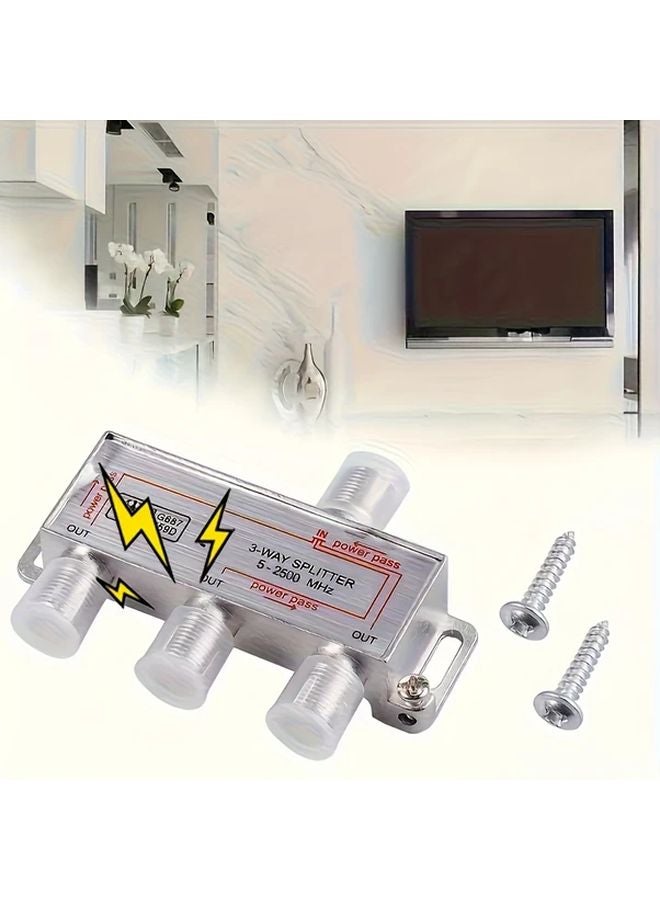 New Conversion 3 Way Coax Cable Splitter MoCA 5 2400MHz Passive TV Antenna Splitter - Image 1
