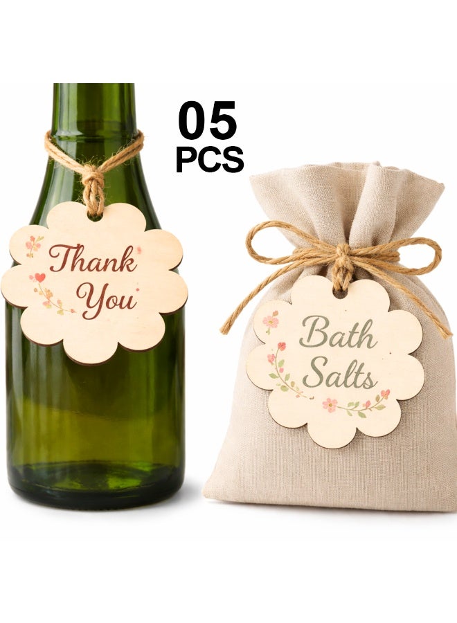 حبيبي بارتي 5 قطع من البطاقات الخشبية - على شكل زهرة، 6 سم، للاستخدام في الأعمال اليدوية، ومشاريع DIY، والديكور. - Image 1