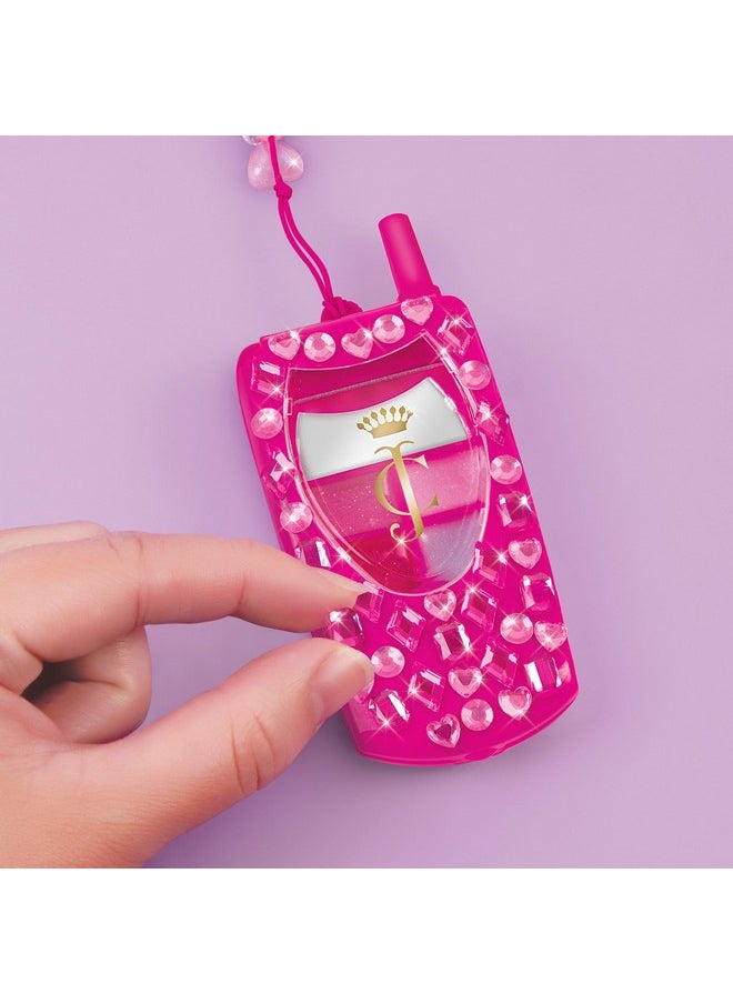 Make It Real Make It Real Juicy Couture Lip Gloss Dial Up The Style Phone & DIY Lanyard - 7 Strawberry-Scented Lip Gloss Colors, Create Beaded Lanyard & Decorate with Gems for Girls Ages 6+  - Image 5