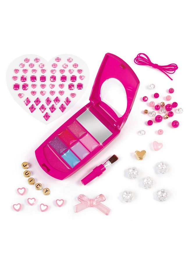 Make It Real Make It Real Juicy Couture Lip Gloss Dial Up The Style Phone & DIY Lanyard - 7 Strawberry-Scented Lip Gloss Colors, Create Beaded Lanyard & Decorate with Gems for Girls Ages 6+  - Image 2
