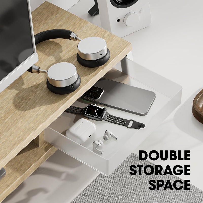 Fenge Dual Monitor Stand, Monitor Riser with Drawer, 42.5 Inch Large Computer Monitor Stand for 2 Monitors, 2 Tier Wooden Desk Shelf for Top of Desk - Image 3