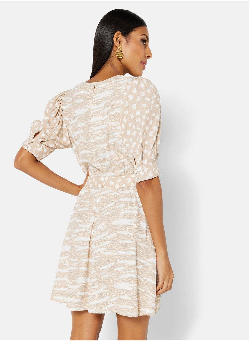 Ted Baker - Puff Sleeve Wrap Mini Dress - Image 1