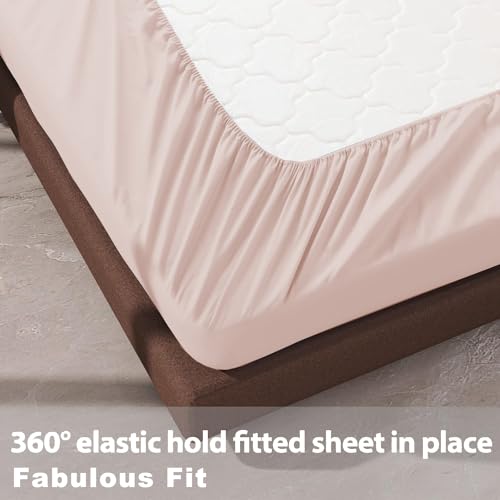 Hotella Hotella 2 PCS 100% Microfiber King Size Fitted Sheet Only  78""x80"" Hotel Quality Deep Pocket Bottom Sheet  Fit for 6"" 8"" 14"" Matress  Machine Washable and Non-Fade  Snug Fit Stay in Place  Lotus Pink  - Image 4