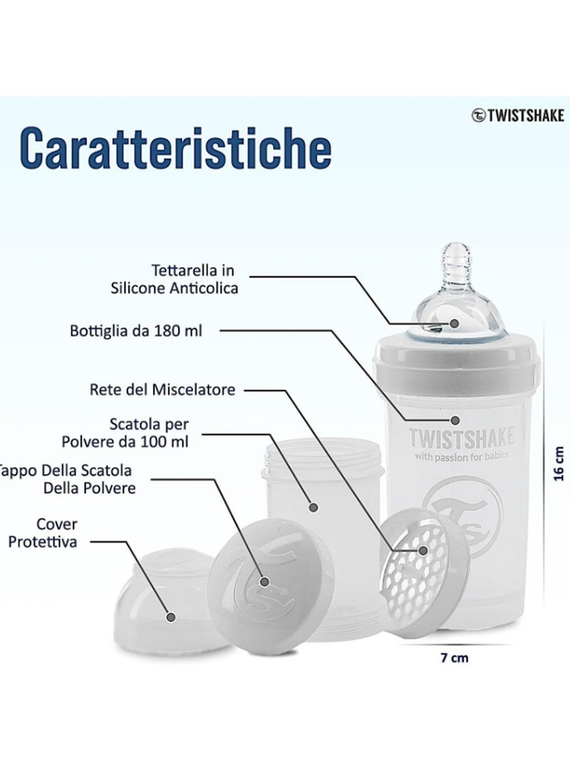 TWISTSHAKE Twistshake Anti-Colic Feeding Bottle 180ml - White - Image 4