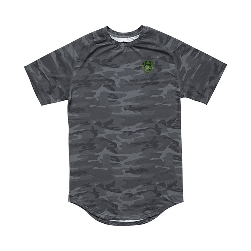 Summer Korean Style Short-Sleeved Slim-Fit T-Shirt Men'S Muscle Youth Fitness Half-Sleeved Sports Base Shirt Camouflage Round Neck T-Shirt - Image 5