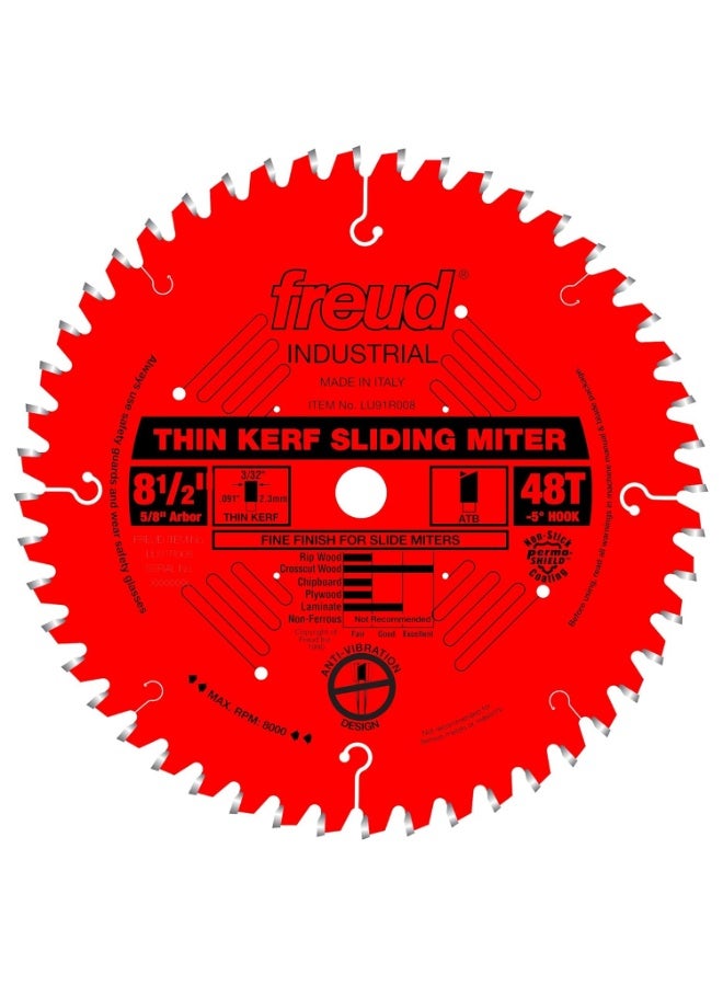 freud Freud LU91R008 8-1/2"Thin Kerf Sliding Compound Miter Saw Blade, Multi, One Size 