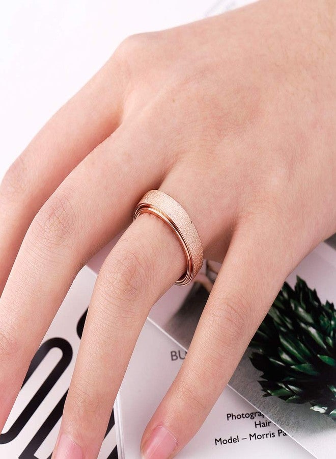 OreilleStar Anxiety Ring for Women Fidget Spinner Ring Fidget Toys Adults Titanium Stainless Steel Thumb Ring 6mm Wide Rose Gold Size 7 - Image 2