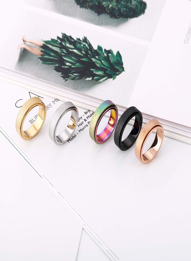 OreilleStar Anxiety Ring for Women Fidget Spinner Ring Fidget Toys Adults Titanium Stainless Steel Thumb Ring 6mm Wide Rose Gold Size 7 - Image 5