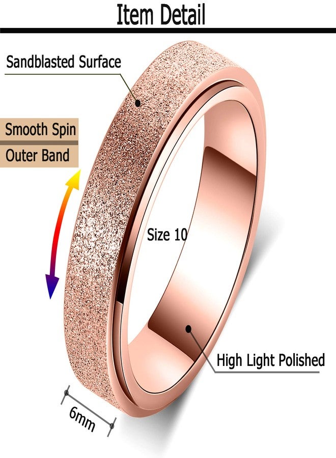 OreilleStar Anxiety Ring for Women Fidget Spinner Ring Fidget Toys Adults Titanium Stainless Steel Thumb Ring 6mm Wide Rose Gold Size 7 - Image 4