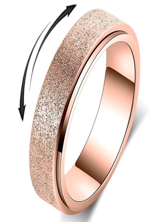 OreilleStar Anxiety Ring for Women Fidget Spinner Ring Fidget Toys Adults Titanium Stainless Steel Thumb Ring 6mm Wide Rose Gold Size 7 - Image 1