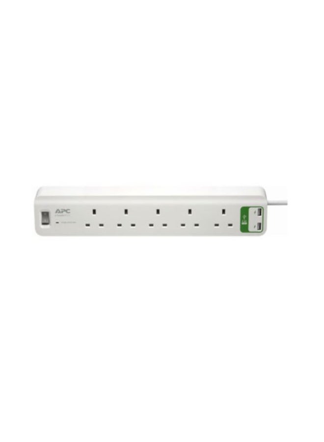 APC PM5U‑UK Essential SurgeArrest – 5‑Outlet Power Surge Protector with 2× USB Charging Ports (UK Plug, 230V) - Image 2