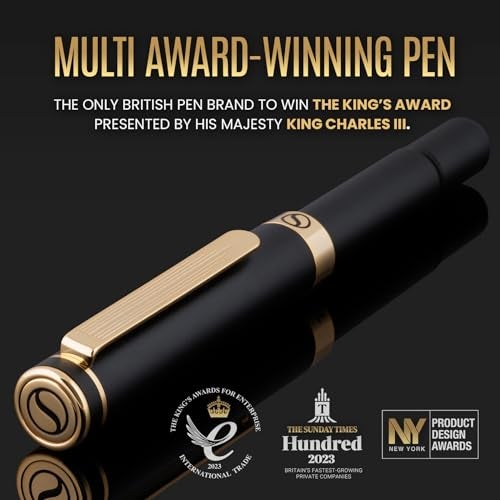 Scriveiner Black Rollerball EDC Luxury Pen, Stunning Pocket Roller ball with Real Gold Finish, Great Gift for Men & Women with German Schmidt Refill, Nice Present, Fancy Office Designer Pen - Image 2
