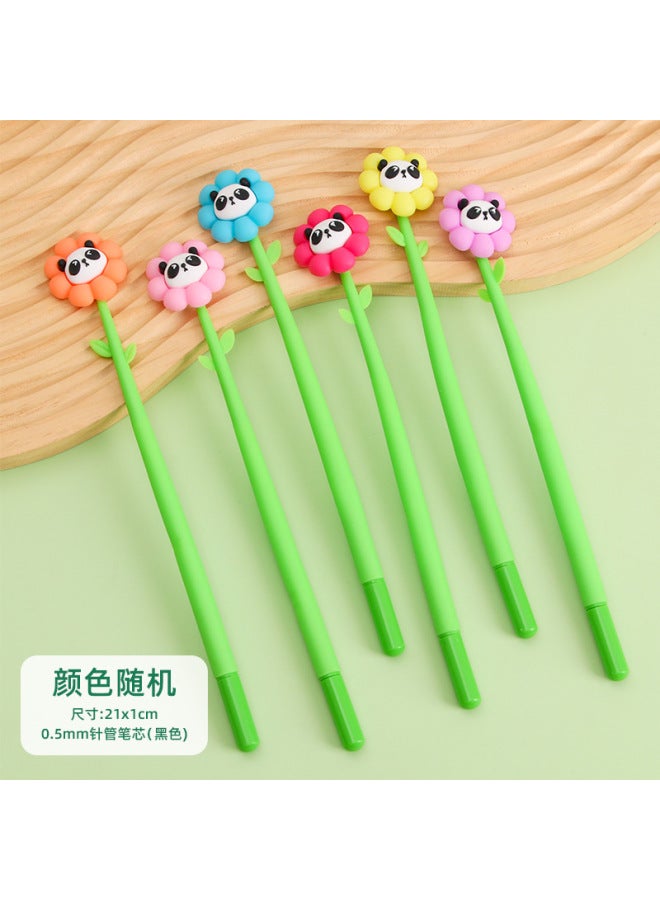 HELPS Cartoon Panda Flower Shake Music Students High Color Value Gel Pen Signature Pen Cute Soft Glue Brush Pen Stationery - Image 1
