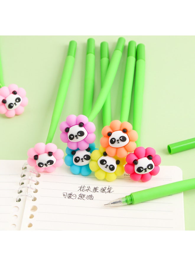 HELPS Cartoon Panda Flower Shake Music Students High Color Value Gel Pen Signature Pen Cute Soft Glue Brush Pen Stationery - Image 4