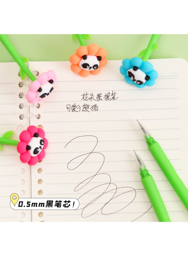HELPS Cartoon Panda Flower Shake Music Students High Color Value Gel Pen Signature Pen Cute Soft Glue Brush Pen Stationery - Image 2