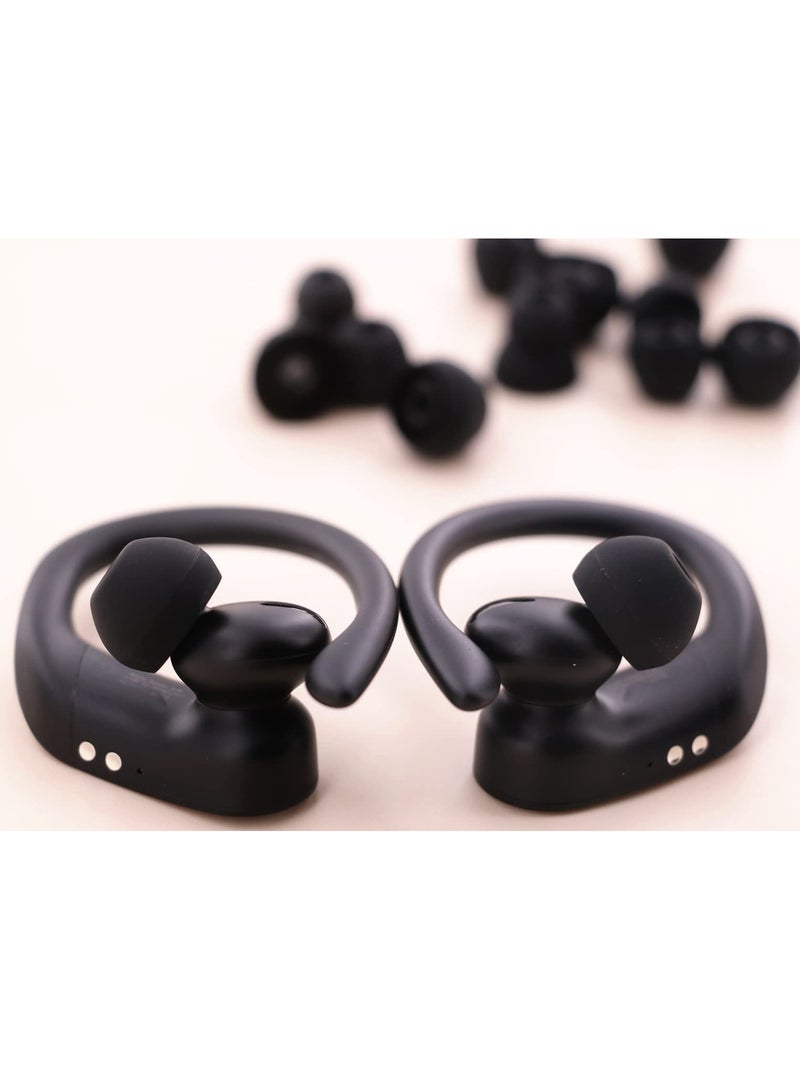 8 Pairs Powerbeats Pro Ear Tips Buds, 4 Size Replacement Soft Flexible Fit in Case Noise Reduce Silicone Rubber Gel Earbuds Eartips Wing Skin Accessories Compatible with Beats Flex/BeatsX - Black - Image 5